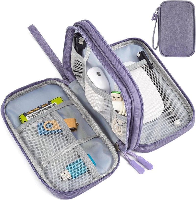CAOODKDK Electronic Organizer Travel Cable Accessories Bag, Electronic Organizer Case, Electronic Accessories Organizer Bag for Power Bank, Charging Cords, Chargers, Mouse, USB Cable, Earphones (Purple) - Image 1